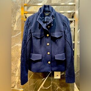 ELIE TAHARI
Wool Blend Long Sleeve High Neck Knit Jacket